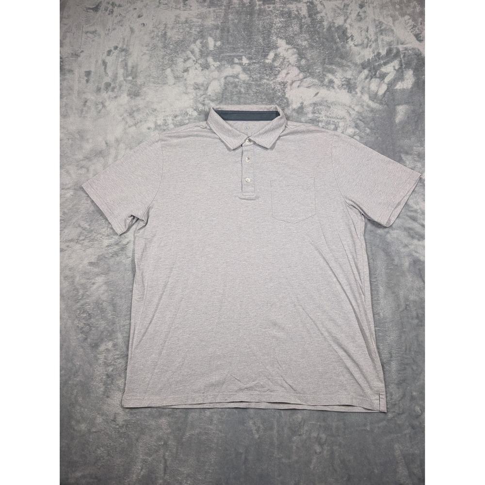 Free Fly Polo Shirt Mens Large Gray Solid Bamboo Blend Casual Short Sleeve
